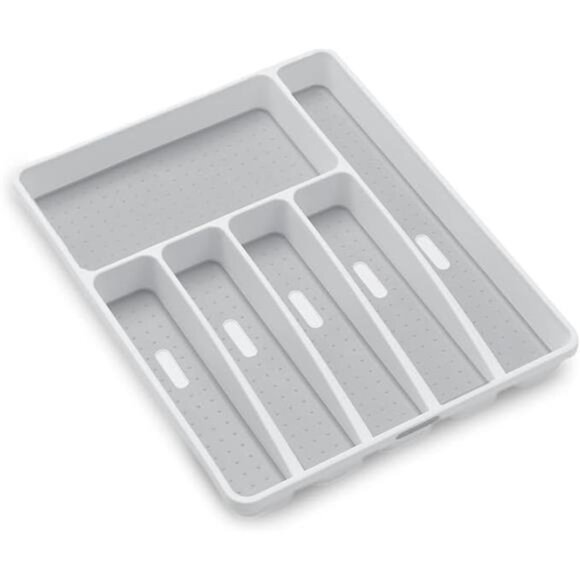Kitchen silverware tray drawer organizer white utensil holder nonslip large BPA - Picture 6 of 6